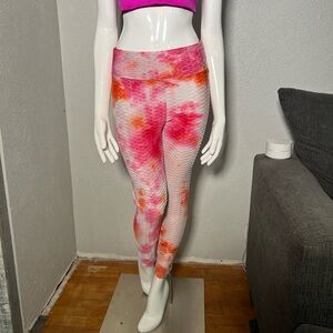 No Boundaries Pink and Orange Tie-Dye Leggings